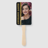 Moderne elegante schwarz-goldene süße 16 Hand f Fächer (Rückseite)