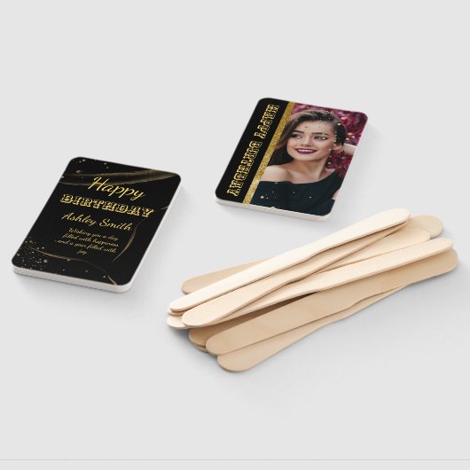 Moderne elegante schwarz-goldene süße 16 Hand f Fächer (Non-assembled)