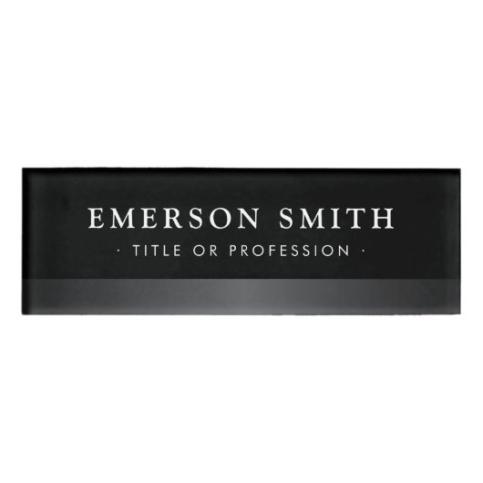 Moderne, elegante Schwarz-Grau-Technik Namenschild (Vorderseite)