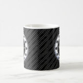 Moderne, elegante schwarz-graue Streifen Kaffeetasse (Mittel)