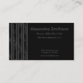 Moderne, elegante schwarz-graue Streifen Visitenkarte (Rückseite)