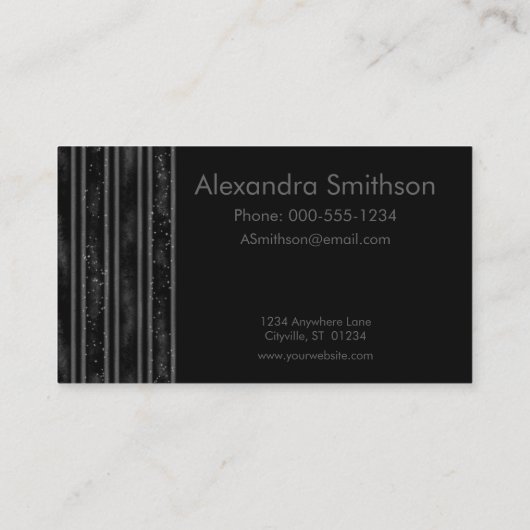 Moderne, elegante schwarz-graue Streifen Visitenkarte (Rückseite)