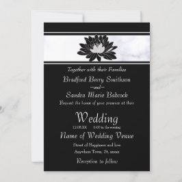 Moderne elegante, schwarz-graue Wasserlilie Einladung