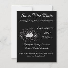 Moderne elegante, schwarz-graue Wasserlilie Save The Date