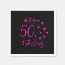 Moderne elegante schwarz-heiße rosa Herzen 50. Geb