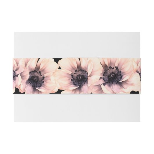 Moderne elegante Schwarz-Rosa-Blumenhochzeit Einladungsbanderole (Rückseitenbeispiel)