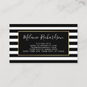 Moderne Elegante Schwarz Streifen rosa Blüte Visitenkarte (Rückseite)