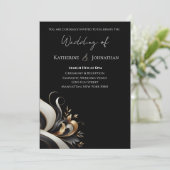 Moderne Elegante Schwarz und Gold Einladung (Stehend Vorderseite)