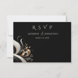 Moderne Elegante Schwarz und Gold RSVP Karte