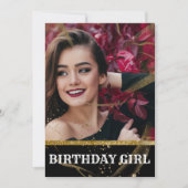 Moderne elegante Schwarz und Gold süß 16 Einladung (Vorderseite)