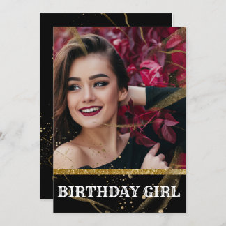 Moderne elegante Schwarz und Gold süß 16 Einladung