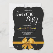 Moderne elegante Schwarz und Gold süß 16 Einladung (Vorderseite)