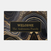 Moderne Elegante Schwarz und Gold Willkommen Fußmatte (Vorderseite)