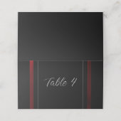 Moderne Elegante Schwarz und Rot Platzkarte (Außenseite Aufgefaltet)