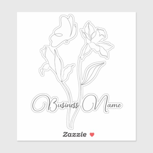 Moderne, elegante Schwarz-Weiß-Blume Aufkleber (Blatt)