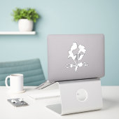 Moderne, elegante Schwarz-Weiß-Blume Aufkleber (Laptop auf Schreibtisch)