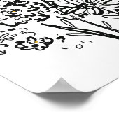 Moderne elegante Schwarz-Weiß-Blume (Matte) Poster (Ecke)