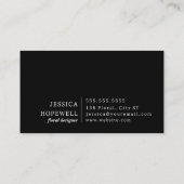 Moderne elegante Schwarz-Weiß-Blume Visitenkarte (Rückseite)