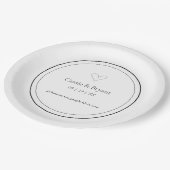 Moderne elegante Schwarz-Weiß-Einfache Hochzeit Pappteller (Schrägansicht)