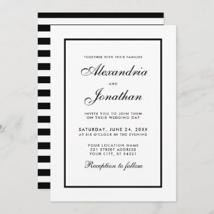 Moderne elegante Schwarz-Weiß-Einladung zur Hochze Einladung