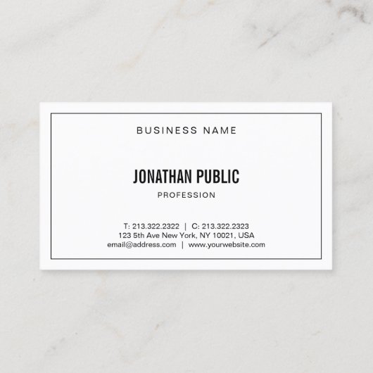 Moderne Elegante Schwarz-weiß Elegant Einfach Visitenkarte (Rückseite)