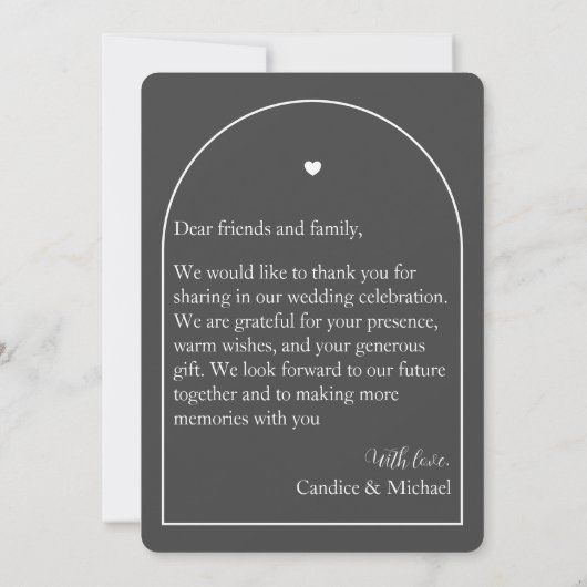 Moderne, elegante Schwarz-Weiß-Foto-Hochzeit Dankeskarte (Rückseite)