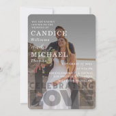 Moderne, elegante Schwarz-Weiß-Foto-Hochzeit Einladung (Vorderseite)