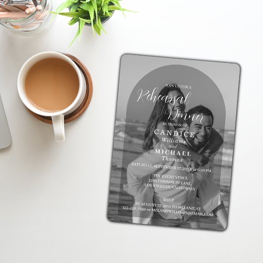 Moderne, elegante Schwarz-Weiß-Foto-Hochzeit Einladung