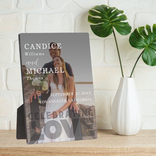 Moderne, elegante Schwarz-Weiß-Foto-Hochzeit Fotoplatte