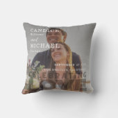 Moderne, elegante Schwarz-Weiß-Foto-Hochzeit Kissen (Rückseite)