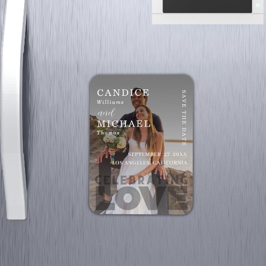 Moderne, elegante Schwarz-Weiß-Foto-Hochzeit Magnet