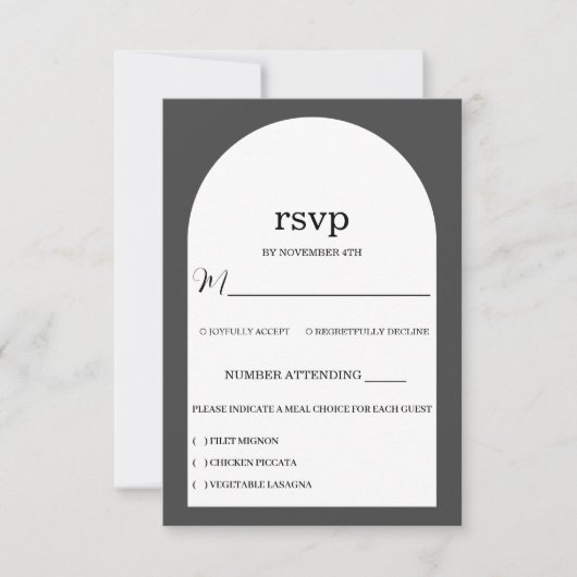 Moderne, elegante Schwarz-Weiß-Foto-Hochzeit RSVP Karte (Vorderseite)
