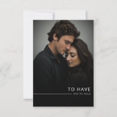 Moderne, elegante Schwarz-Weiß-Foto-Hochzeit Save The Date (Vorderseite)