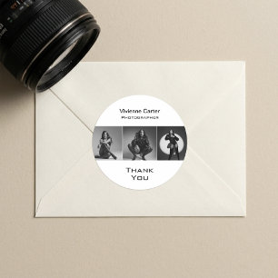 Moderne elegante Schwarz-Weiß-Fotografie Danke Runder Aufkleber