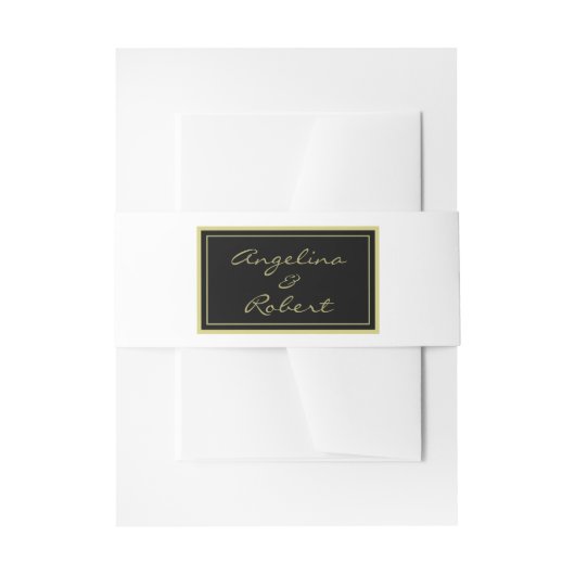 Moderne elegante Schwarz-Weiß-Gold-Script-Hochzeit Einladungsbanderole (Vorderseite Beispiel)