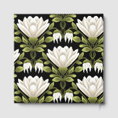 Moderne, elegante Schwarz-Weiß-Goldgestecke Gästebuch (Rückseite)