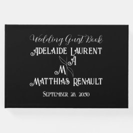 Moderne, elegante Schwarz-Weiß-Goldgestecke Gästebuch
