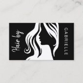 Moderne, elegante Schwarz-Weiß-Haarstylistin Visitenkarte (Vorderseite)