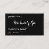 Moderne, elegante Schwarz-Weiß-Haarstylistin Visitenkarte (Rückseite)