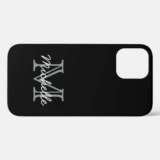 Moderne Elegante Schwarz-weiß handgeschriebene Mit Case-Mate iPhone Hülle (Rückseite (Horizontal))