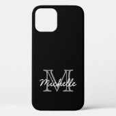 Moderne Elegante Schwarz-weiß handgeschriebene Mit Case-Mate iPhone Hülle (Rückseite)