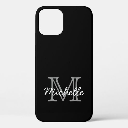 Moderne Elegante Schwarz-weiß handgeschriebene Mit Case-Mate iPhone Hülle (Rückseite)