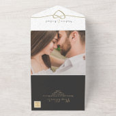 Moderne, elegante Schwarz-Weiß-Hochzeit All In One Einladung (Außenbereich)