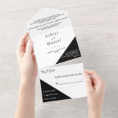 Moderne elegante Schwarz-Weiß-Hochzeit All In One Einladung (Abreißen)