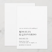 Moderne elegante Schwarz-Weiß-Hochzeit Einladung (Vorne/Hinten)