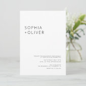 Moderne, elegante Schwarz-Weiß-Hochzeit Einladung (Stehend Vorderseite)