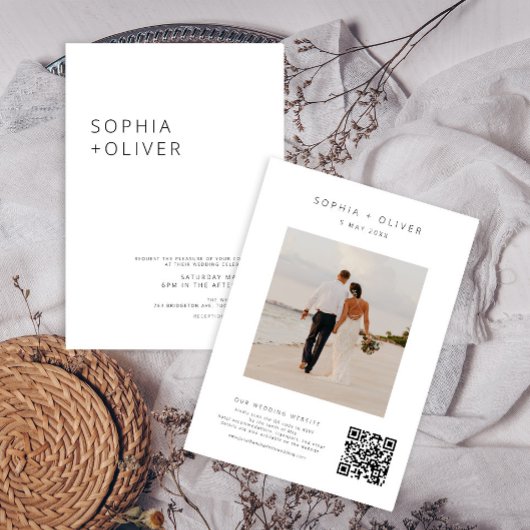 Moderne, elegante Schwarz-Weiß-Hochzeit Einladung