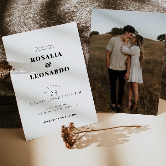 Moderne elegante Schwarz-Weiß-Hochzeit Einladung