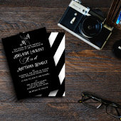 Moderne, elegante Schwarz-Weiß-Hochzeit Einladung