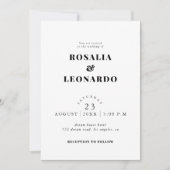 Moderne elegante Schwarz-Weiß-Hochzeit Einladung (Vorderseite)